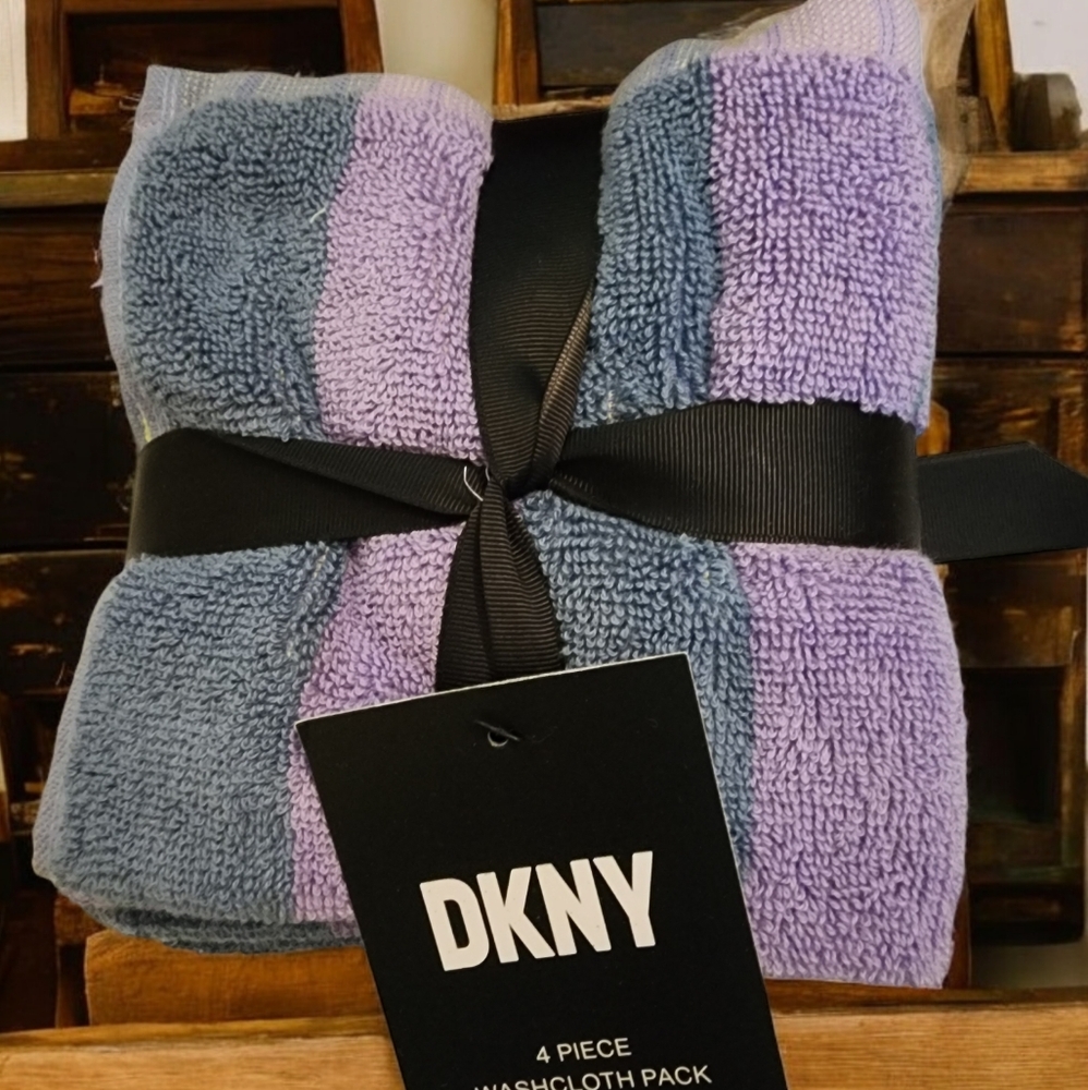Dkny Washcloths S/4 Multicolored Striped Purple Home School  Dormroom